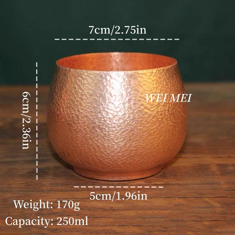 Handcrafted Pure Copper Vintage Coffee Mug,Home 350ml Tea Cup,Outdoor Camping Engraving Hammer Texture Cold Drink Cup Drinkware