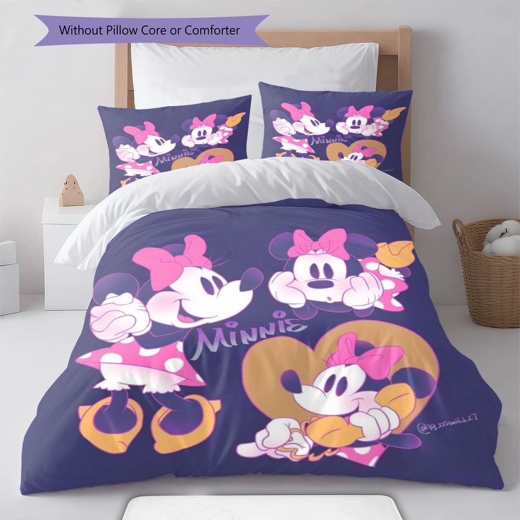 Retro Ink-wash Style Minnie Mouse Themed Print Bedding Set Warm and Comfortable The Perfect Choice for Decorating Child Bedroom