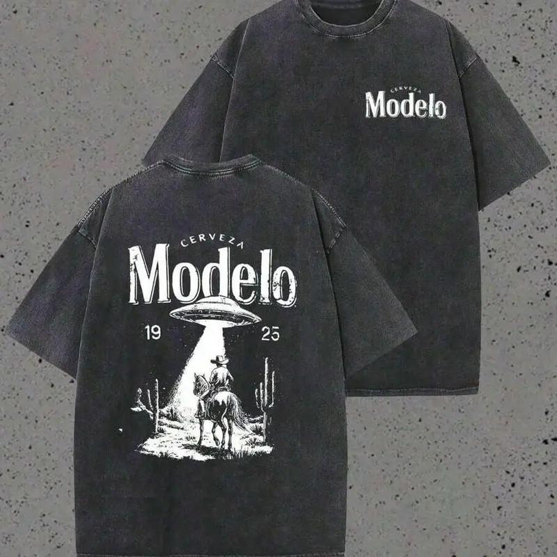 Modelo UFO Cowboy Graphic-Shirt Cerveza Modelo Letter Print S разноцветный