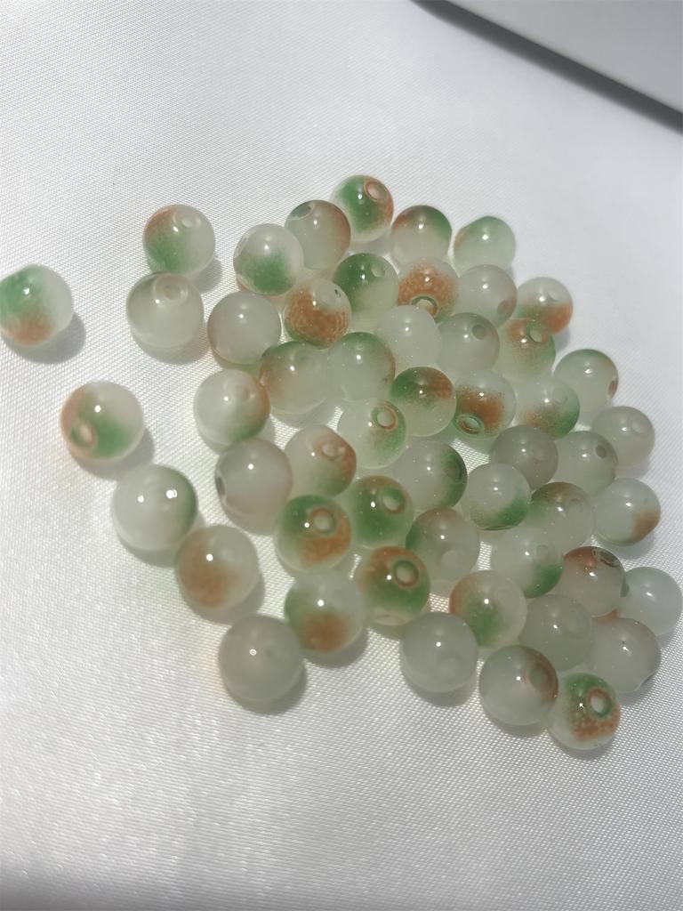 50pcs 8mm Glass Crack Imitation Jade Color Series Round Beads DIY Handmade Necklace Bracelet Loose Beads Jewelry Accessories