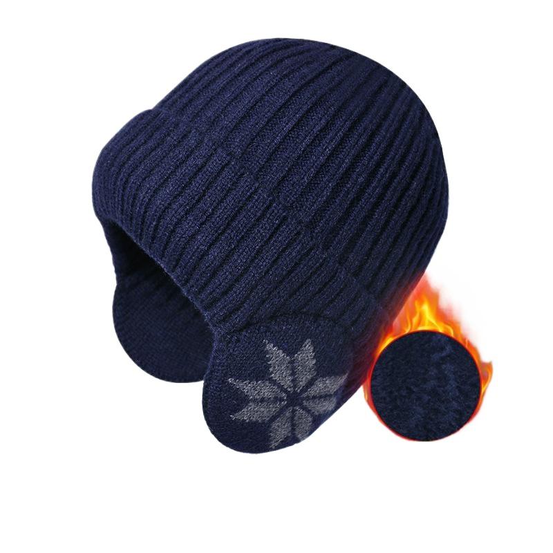 Winter warm knitted wool hat men's fleece thickened hat women's Korean version outdoor cycling ear protection headgear