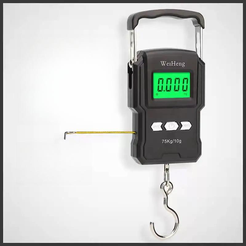ESPLB 75kg/10g Tape Measure Digital Scale Portable Digital BackLight Fishing Hanging Hook Scale with 1M Ruler