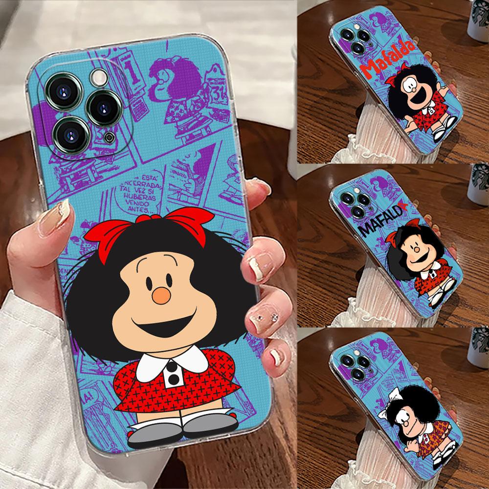 Mafalda Disney Transparent Phone Case For iPhone 17 Pro Max 17E 11 12 13 14 15 16 Pro Max Plus 17 Air 16E 7 X Soft Cover Mafalda