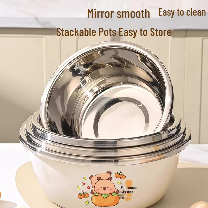 ZISIZ 3-Piece 316 Stainless Steel Mixing Bowl Set