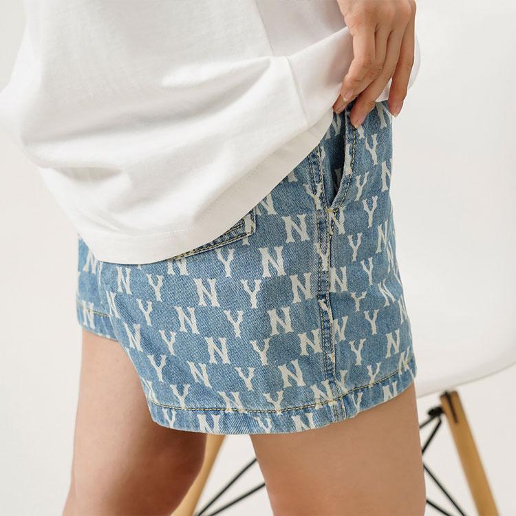 New MLB New York Yankees Denim Shorts Unisex Light Blue 3ADPM4023-50BLL