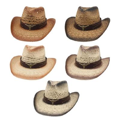 Straw Cowboy Hats with Wide Brims For Horseback Sports Country Styles Lightweight Design Unisex Headwear