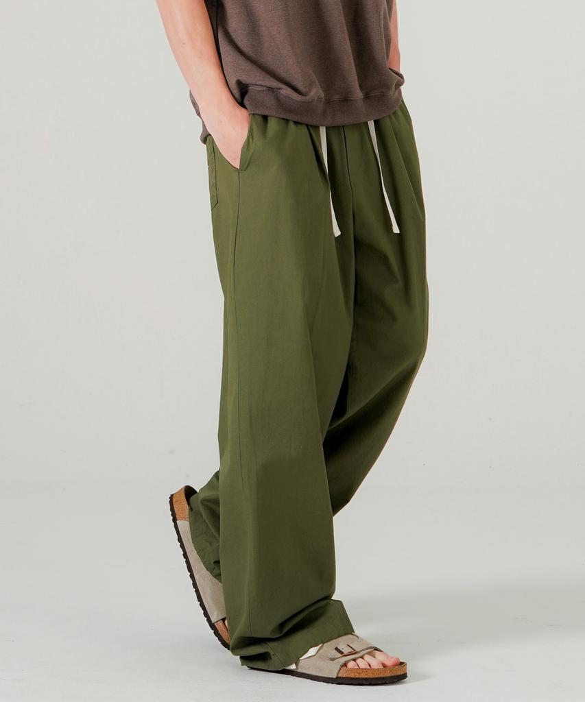 WV PROJECT Gabardine Cotton Elastic Waist Pants Khaki Mjlp7786