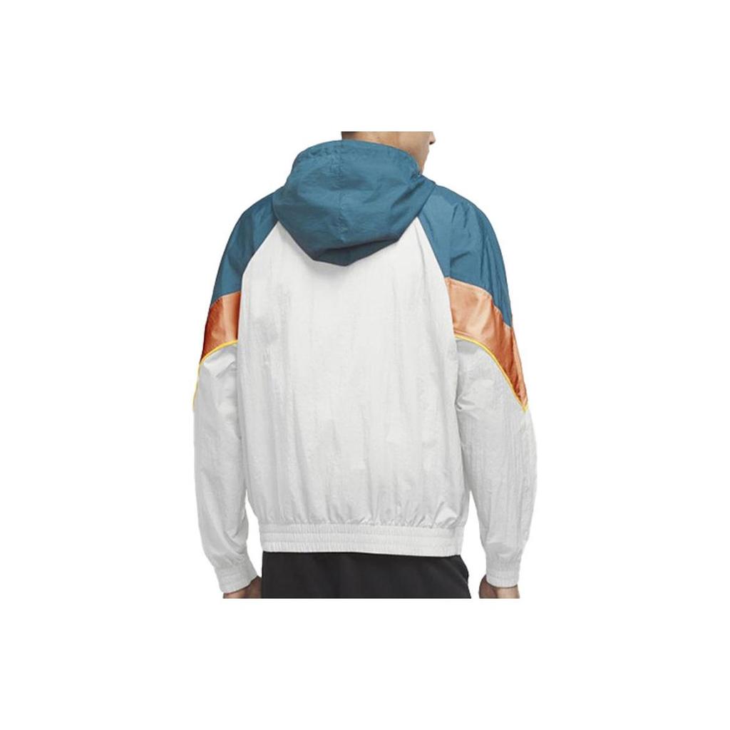 Nike Giacca Sportiva Casual Tessuta Colorblock con Cappuccio Uomo Giacche Blu Bianco Arancione DC0502-301