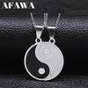2PCS Yin Yang Tai Chi Gossip Stainless Steel Necklaces Couple Pendants Necklaces Jewelry Bijoux Acier Inoxidable Femme N2052S01