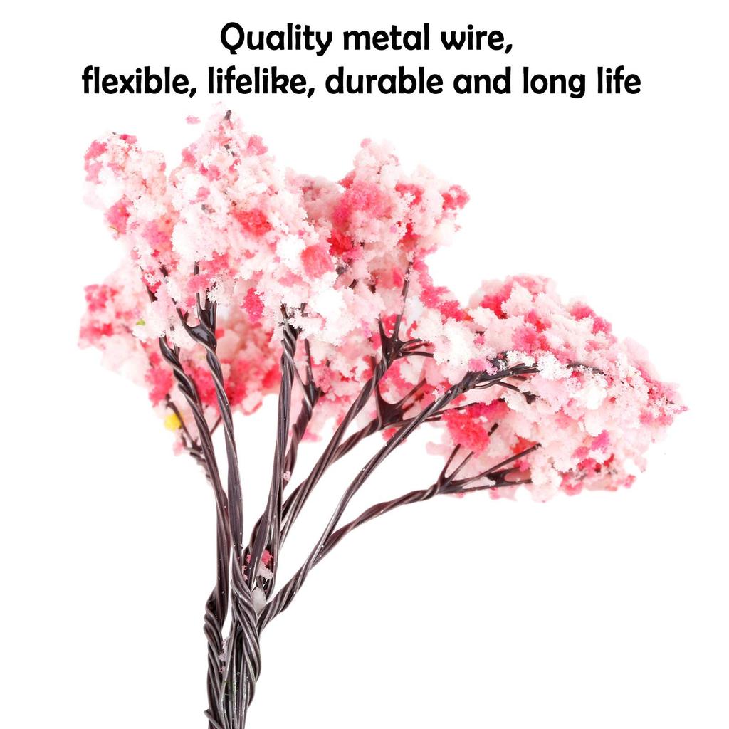 20pcs Cherry Tree Diorama Cherry Tree Railway Model Pink Flower Tree Model Model Tree for Potted Landscape Iron Wire Architectural Model Scenery