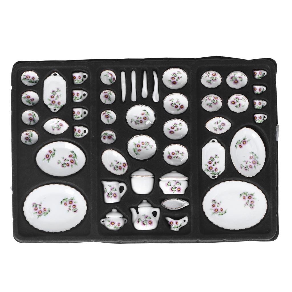 1:12 Dollhouse Tea Cup Set Simulation Decorative Miniature Ceramics Tea Cup Set for DIY Dollhouse