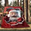 1ks Vánoční Santa Claus Venkovní flanelová deka Měkká celoroční polyesterová přehoz , Perfektní pro pikniky a cestování , Piknikové příslušenství