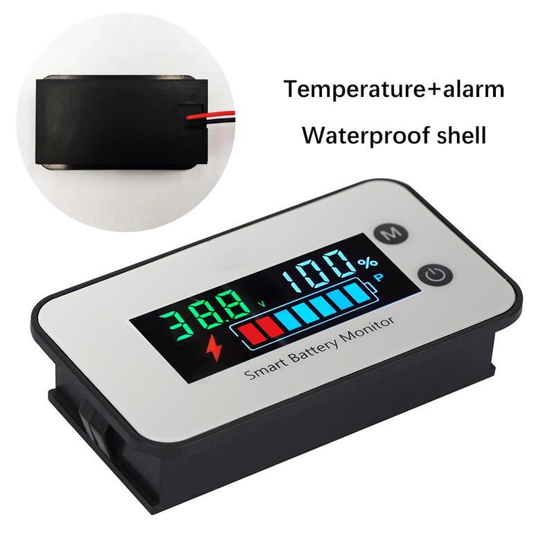 Color IPX7 Waterproof Lithium Lead-acid LiFePO4 Battery Capacity Voltage Temperature Meter Tester Indicator 7-100V Voltmeter