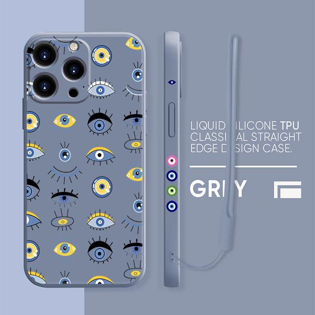 Custodia per Dolci Occhio Malvagio Blu e Oro Per iPhone 13 11 12 Pro Max 12 Mini X XR XS MAX SE 2020 7 8 6s Plus Silicone Quadrata Funda Capa