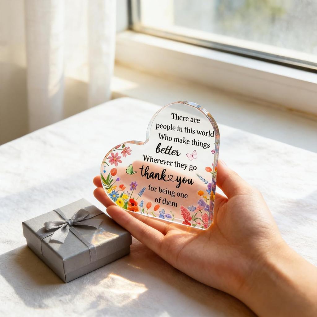 Womens Stocking Stuffers 2025 Appreciation Desk Plaque Gifts for Women Best Women's Stocking Stuffers Office Decor Desk Accessories Acrylic Hearts