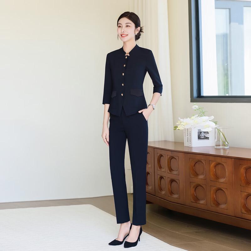 Женский блейзерный костюм в новом китайском стиле Trojman с воротником-стойкой M