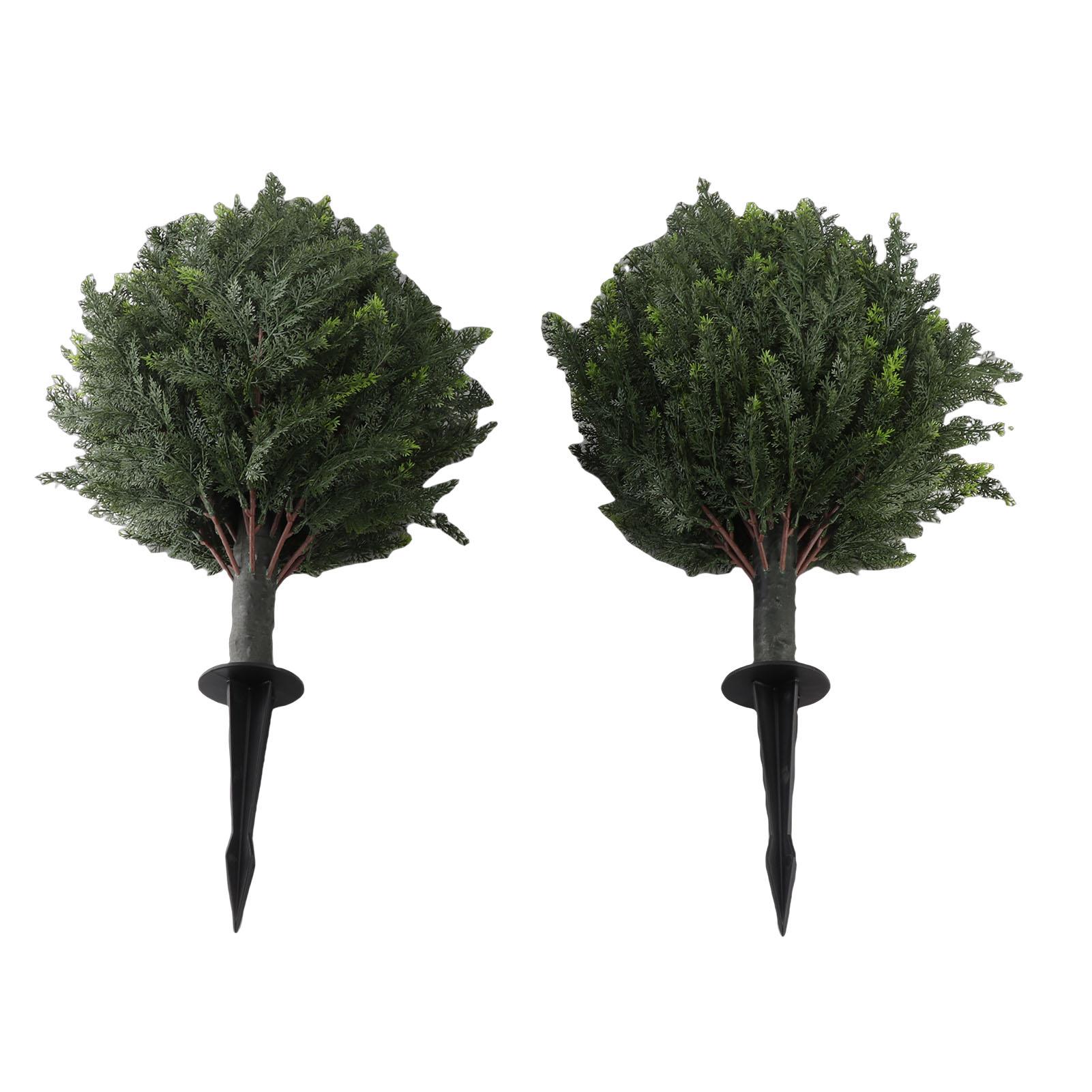 

2 Pack Artificial Cypress, 23.6 Inch Indoor Outdoor Faux Cypress Bush Plant Topiary with Ground Spike for Porches, Garden, Patio, Hallway, Entryway,