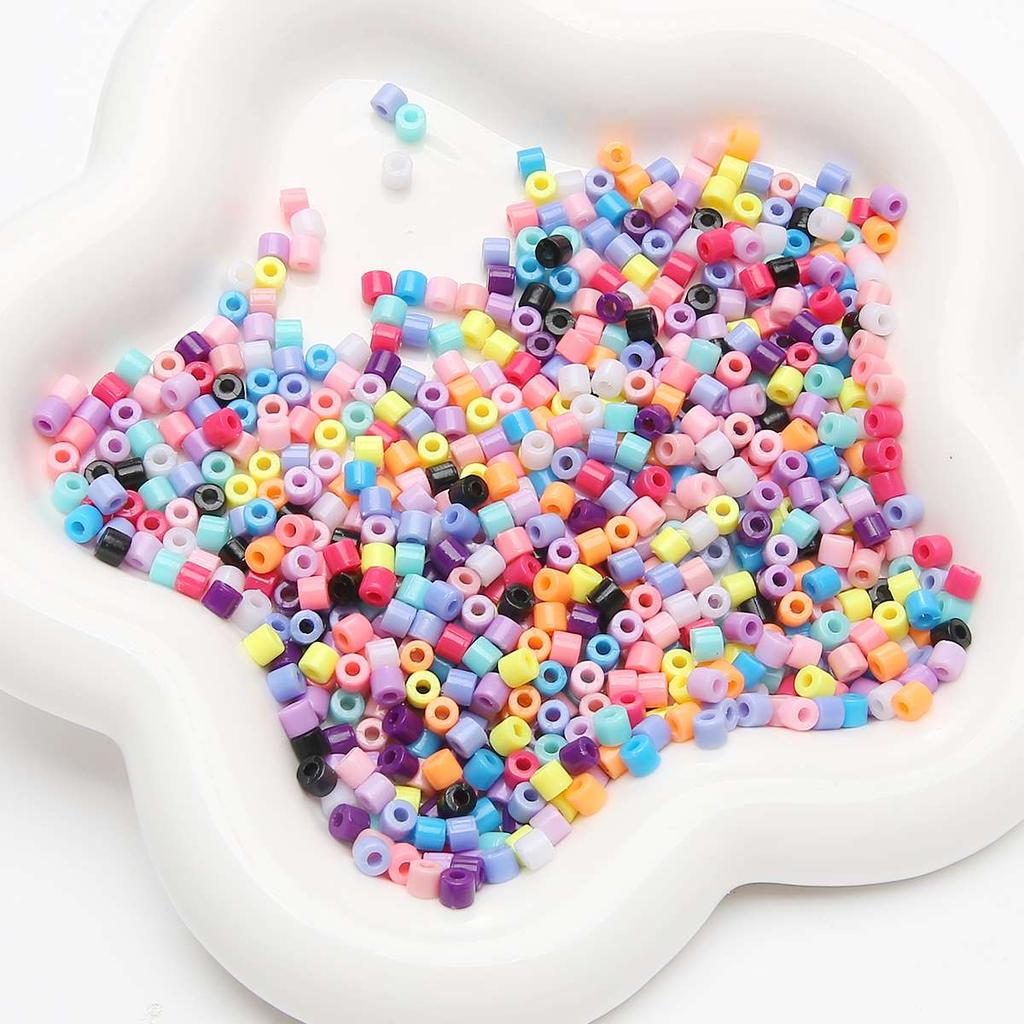 300pcs 4mm Acrylic Short Tube Beads Solid Color Seed Beads Accessories For DIY Jewelry Making