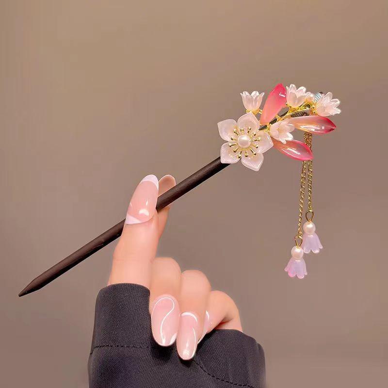 1 Stück Elegantes Temperament Glöckchen Orchideen Quasten Haarspangen Cheongsam Hanfu Gedrehtes Haar Nischenmode Vielseitiger Kopfschmuck