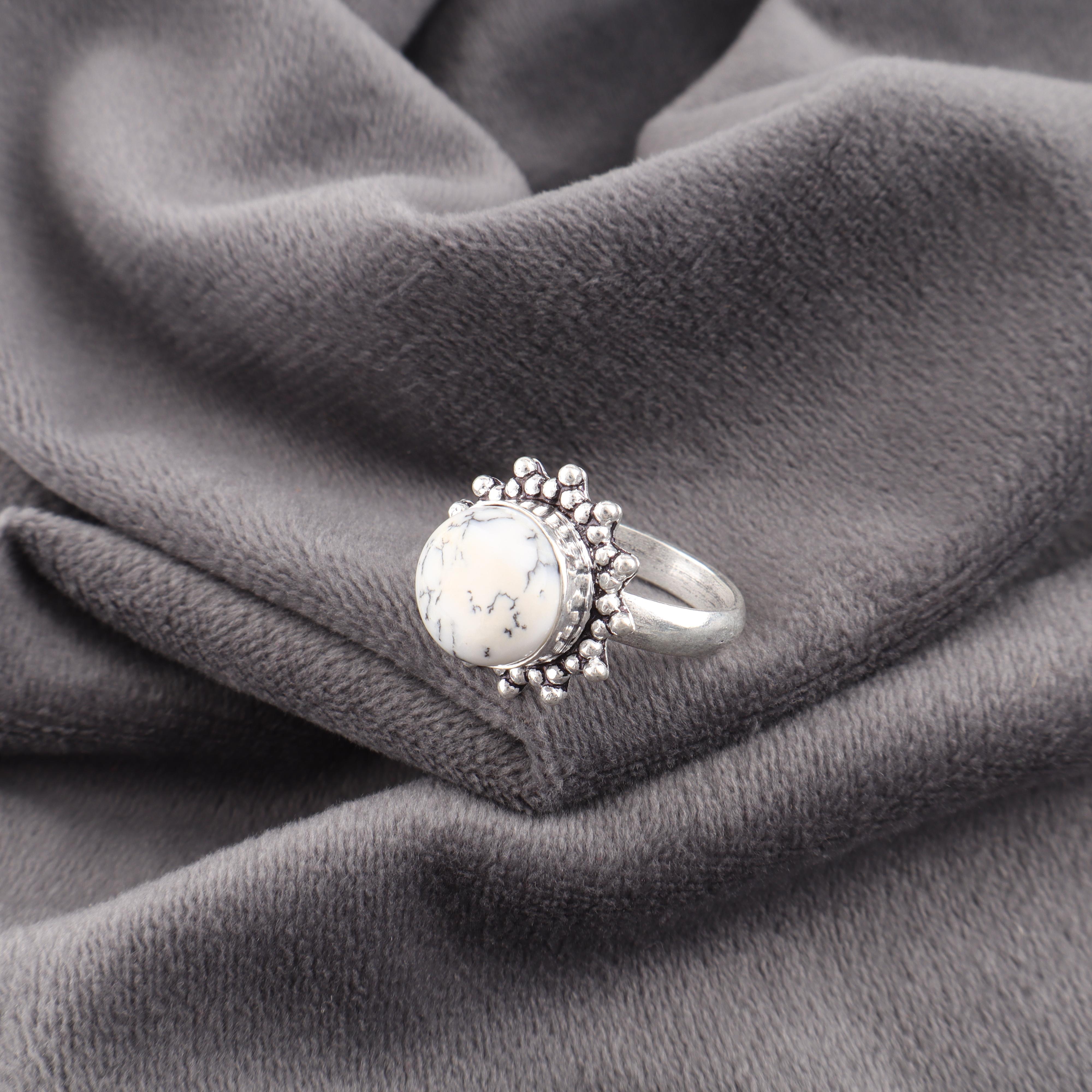 

Кольцо с драгоценным камнем Дендритовый Опал, Кольцо из 925 пробы стерлингового серебра, Ювелирное изделие ручной работы, Серебряное украшение для свадебного подарка 9.5 белый