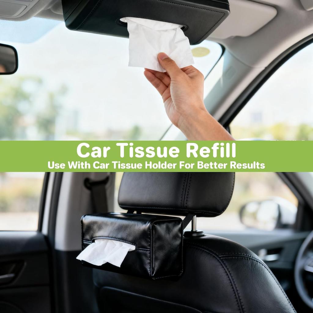 4 Packs 200 Car Tissues - Car Tissue Refill 3-Ply 50 Sheets Fit For Visor Napk Holder Long-Lasting Travel Ultra-Soft And Smooth Gift For Vehicle