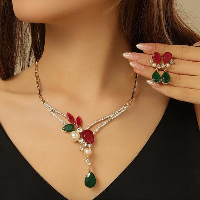 Colored Indian Earrings Necklace Women's Wedding Ornaments