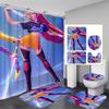 Snowman Print Toilet Bathroom Mat And Shower Curtain Four-Piece Set