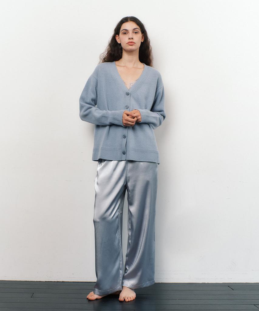 Atempo Raccoon Wool Knit Cardigan / Fog Blue