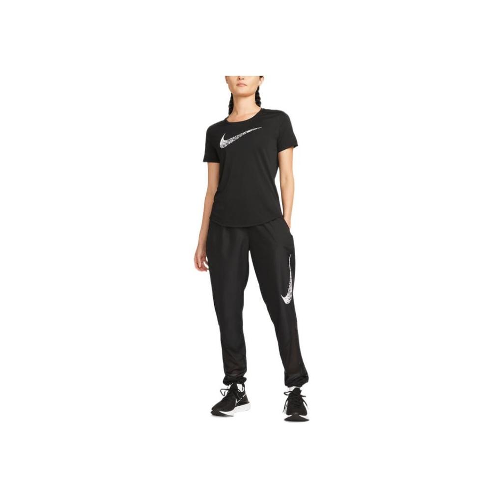 Nike Swoosh Run Quick-Dry Short Sleeve T-Shirt Women Tops Black DM7778-010