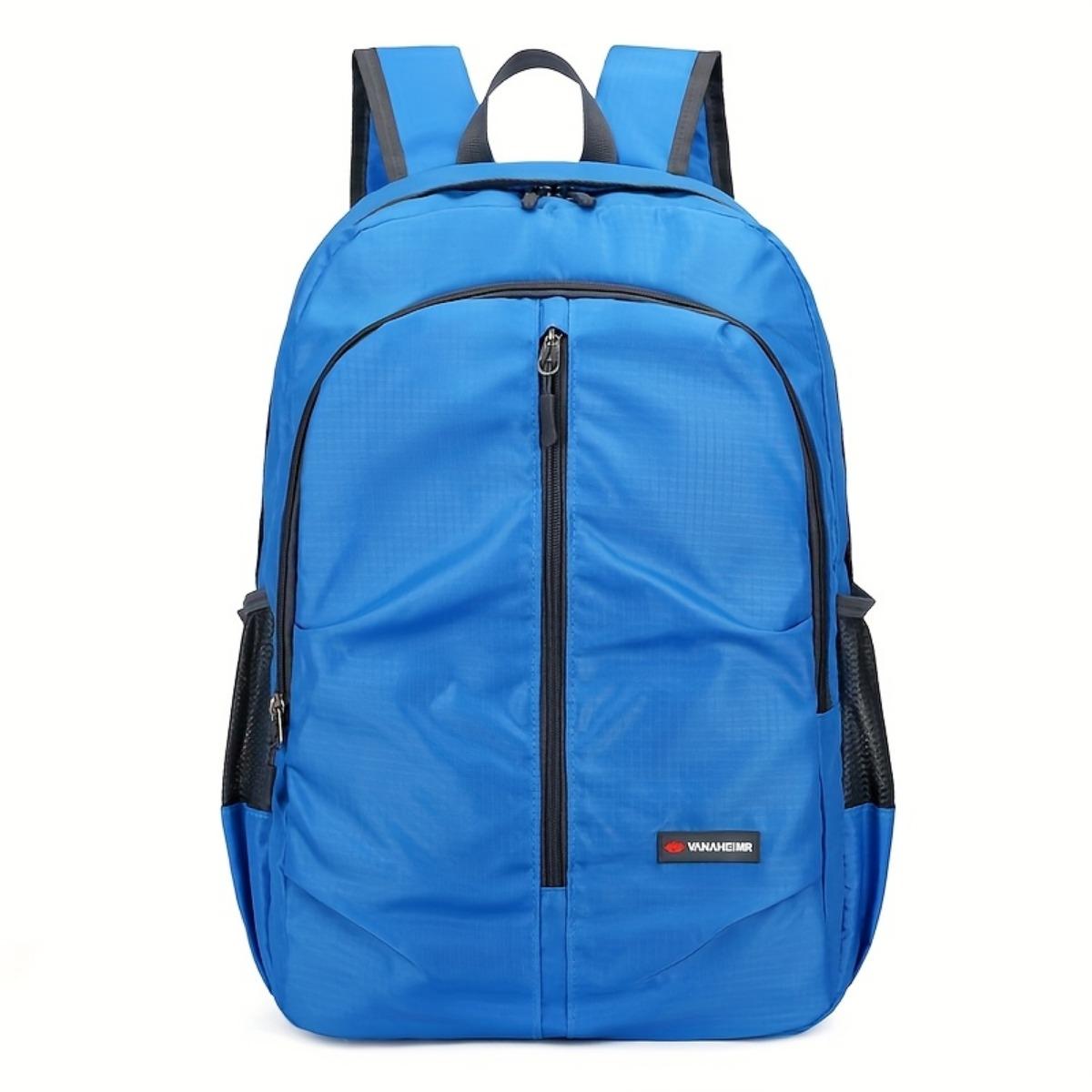 

Lightweight Folding Nylon Backpack - Large Capacity Hiking Backpack with Adjustable Shoulder Straps, Multiple Pockets, and Mesh Side Pockets світло-синій колір