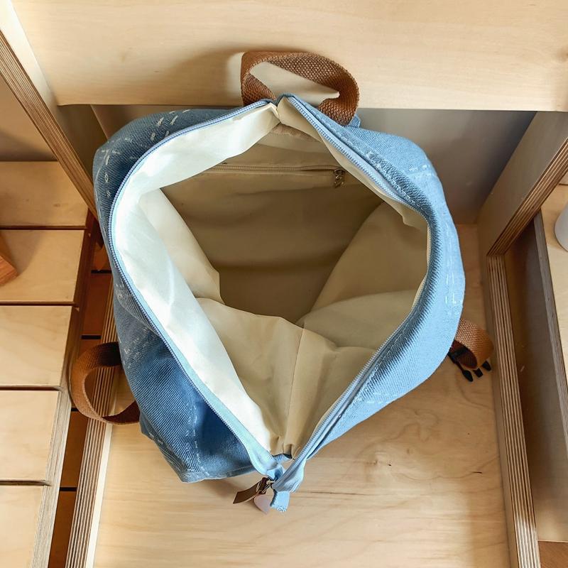 Denim Folding Backpack Patchwork Couple Backpack Student Backpack