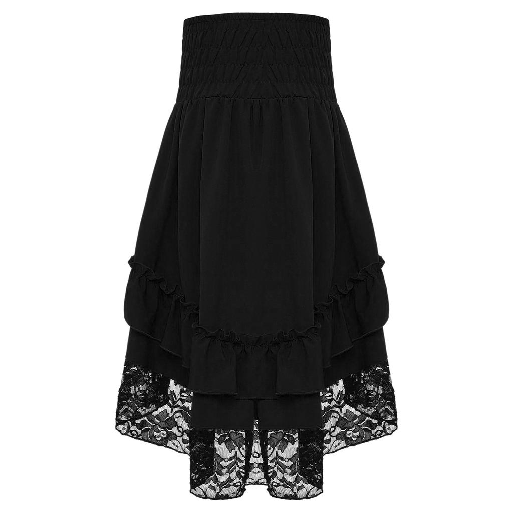 Costume Medievale Rinascimentale per Ragazze Vintage Vittoriano Gonna a Volant Stratificata Vita Alta Allacciatura Gotico Steampunk