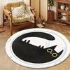 Round Cute Kitten Rug Vintage Pattern Office Mat Bedroom Desk Mat Kids Play Reading Area Carpet Non Slip Floor Cover Home