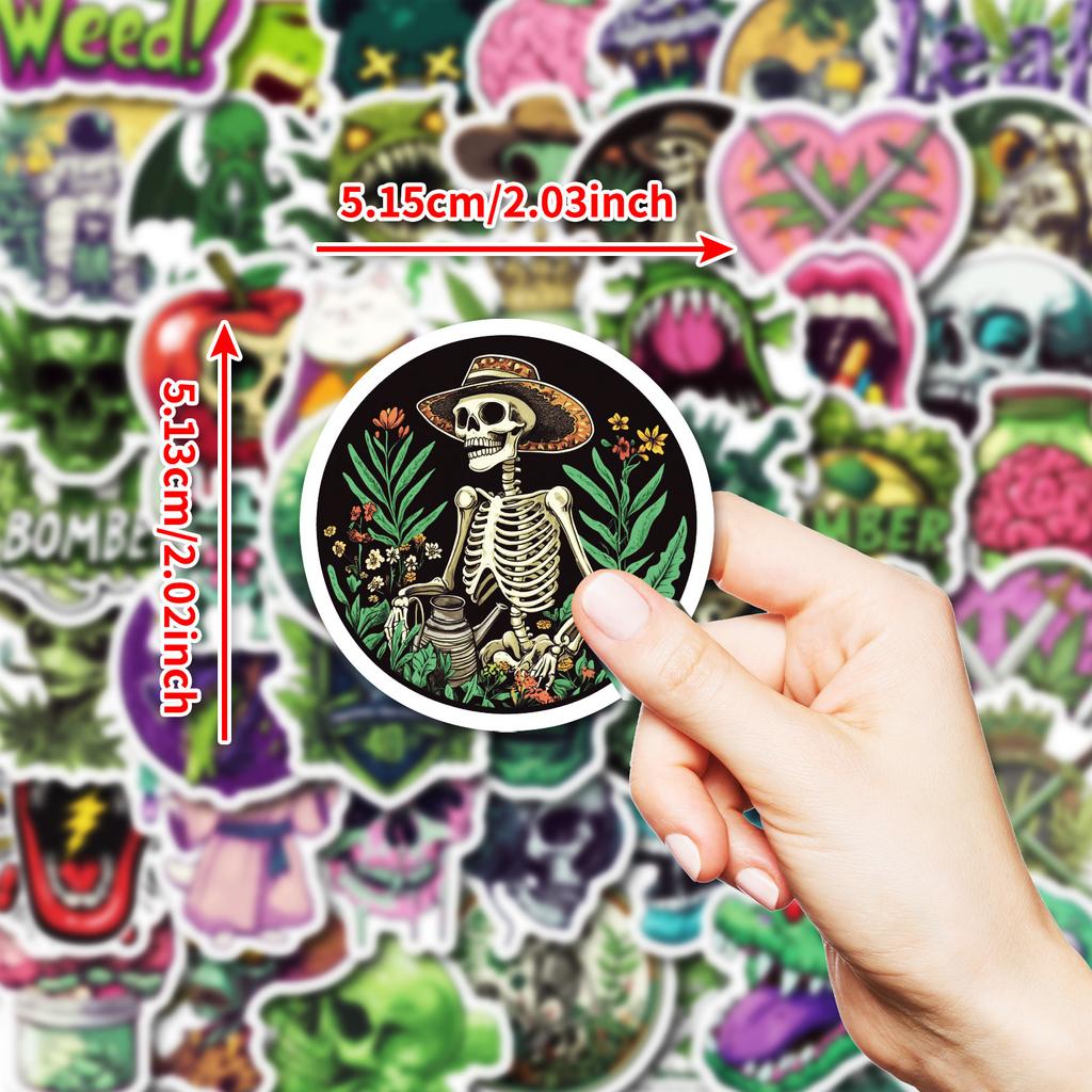 50 оригинальных персонализированных декоративных наклеек. Серия Green Skull Man. Неповторяющиеся декоративные наклейки.