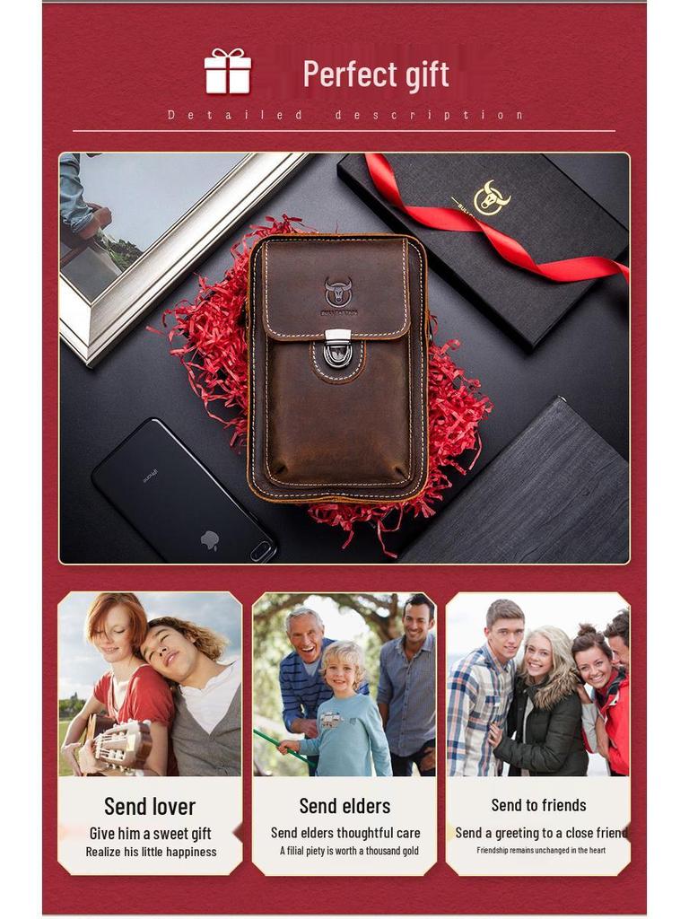 Τσάντα Χιαστί & Μέσης Πολλαπλών Χρήσεων από Δέρμα Αγελάδας Crazy Horse για Κινητό Τηλέφωνο