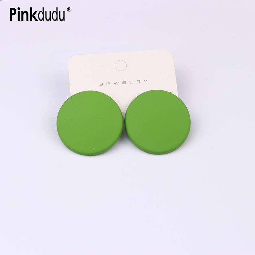 Pinkdudu Candy Color Round Acrylic Stud Earrings Color Sprayed Earrings Cute Simple Casual Earrings PD2232