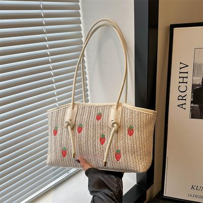 Fashionable and Personalized Tote Bags  Seaside Vacation and Casual New Straw Woven Bags  Small Fresh One-shoulder Armpit Bags