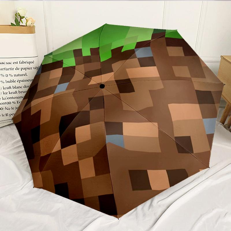 Pixelated Minecraft Character 8-Frame for Travel, camping, Casual Lightweight Portable Umbrella, Essential for every family Holidays Birthday Gift