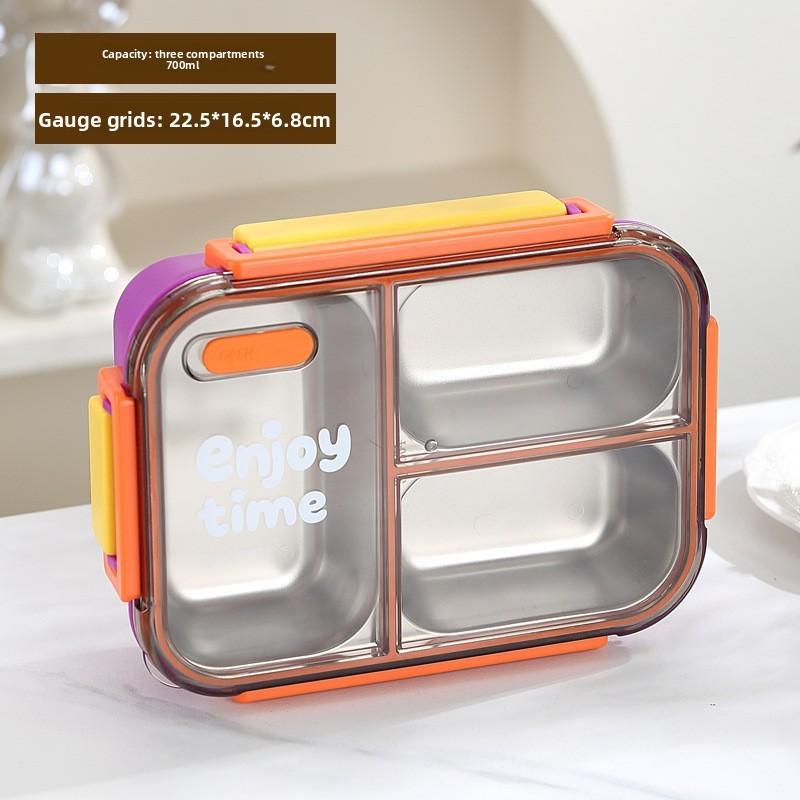 Food Grade 304 Stainless Steel Bento Box With Sealed Dividers For Lunch And Travel