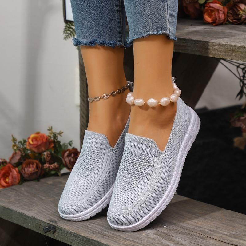 Foreign trade casual single shoes women's shoes autumn new fly-woven mesh round head one pedal large size flat bottom cross-border women