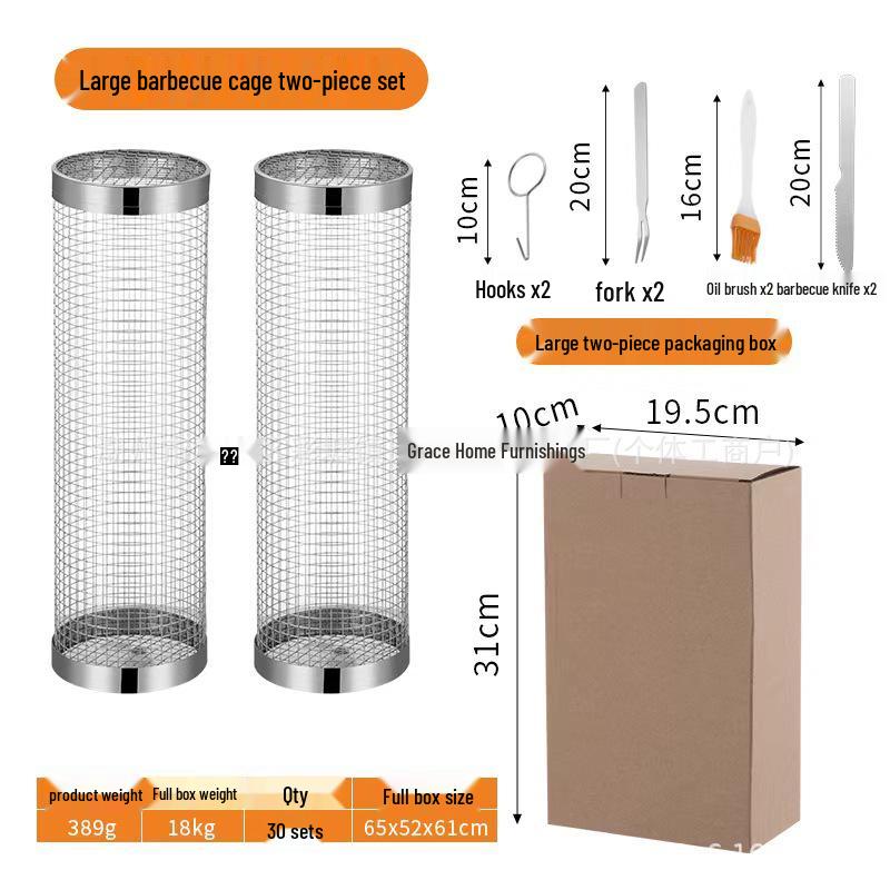 Stainless Steel Rolling BBQ Basket - Outdoor BBQ Tool