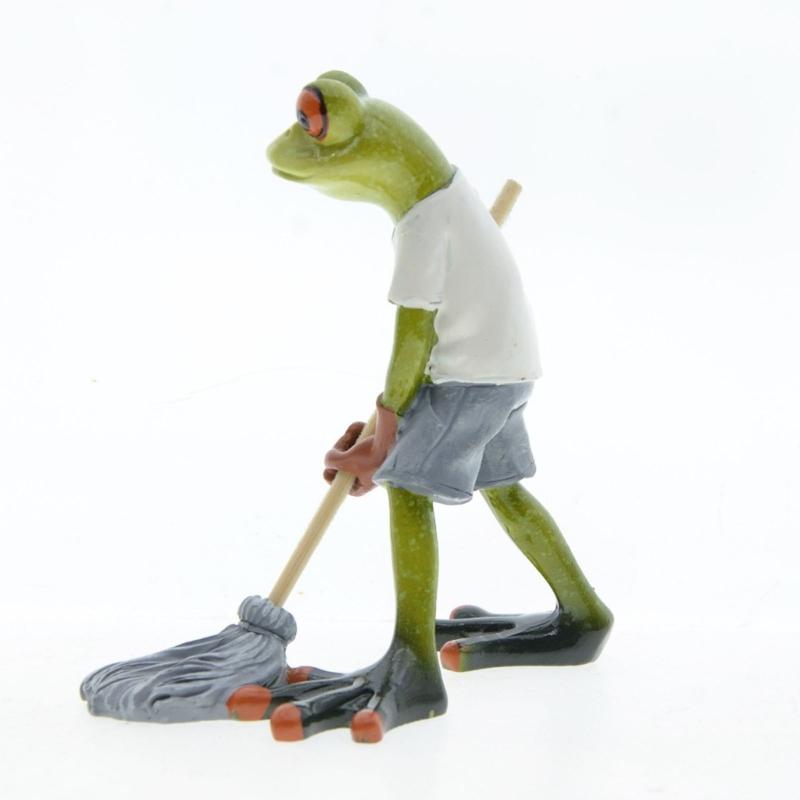 Frogs Statues for Garden Resin Mopping Frogs Figurines Outdoor Lawn Ornament Frogs Garden Statues Housewarming Gift