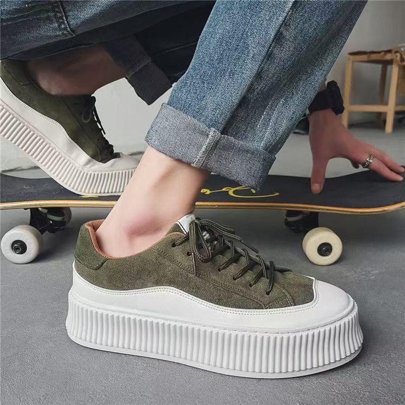 

Hong Kong style men s shoes 2025 spring new thick-soled heightening canvas shoes trend versatile casual sports breathable board shoes men 44