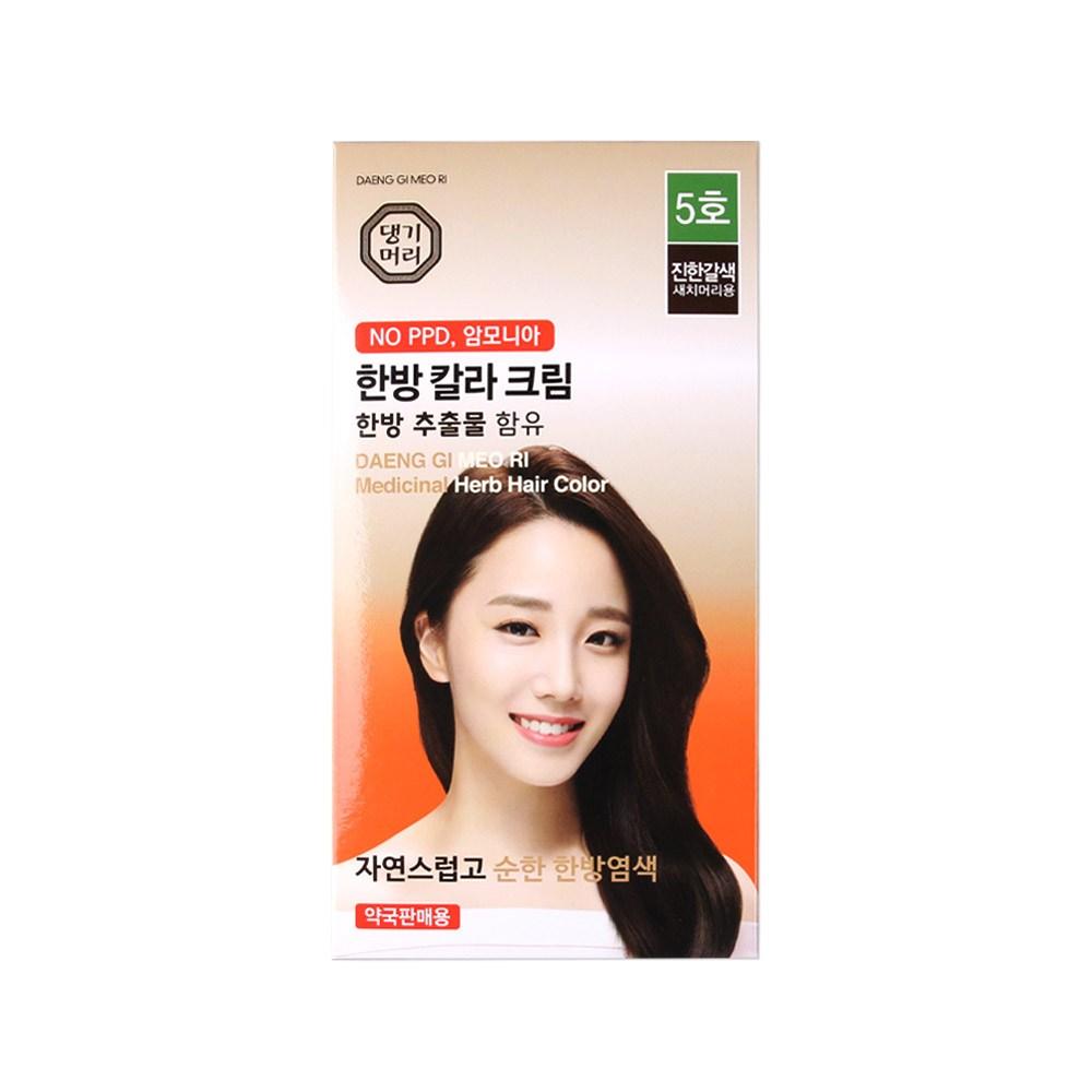 Daenggi Meori Herbal Color Cream Gray Hair Dye No. 5 Dark Brown 3 pcs Herbal Hair Dye 15 pcs