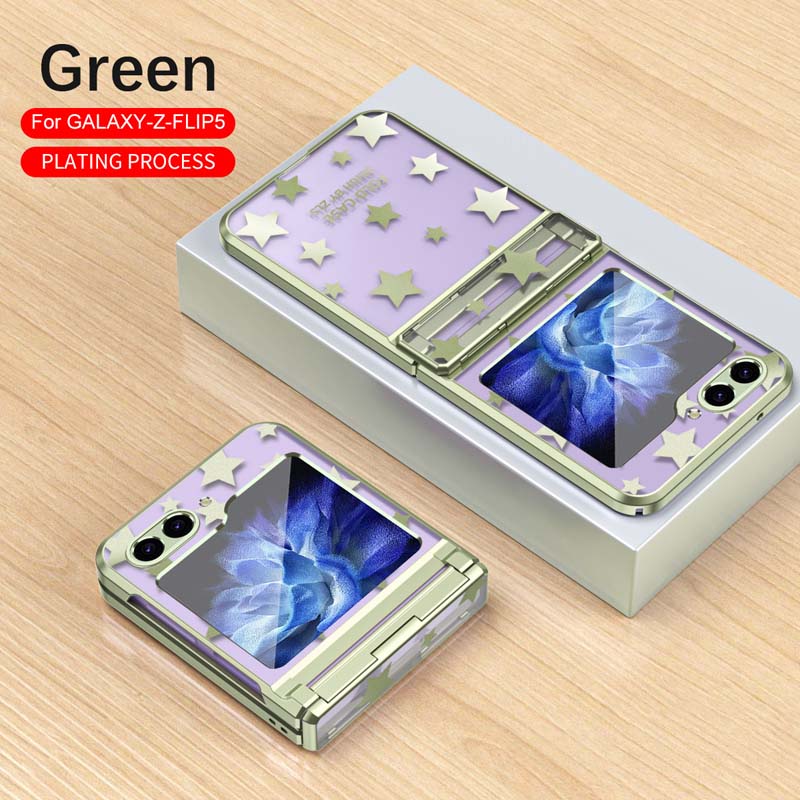 Supply Texture Online Star Plating Transparent Folding Hard Plastic PC Mobile Phone Cover Case for Samsung Galaxy Z Flip 3 4 5 6