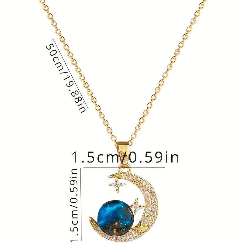 Unisex Mode Anhänger Halsketten mit Weltraum Mond Design, 304 Edelstahl mit Strass Einlage, Andere Beschichtung, Urlaubsstil für den täglichen Gebrauch