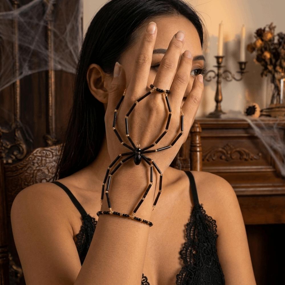 Dunkler Punk Halloween Armreif Elastische Halloween Handdekoration Lustige Spinne Stretch Armbänder Mädchen