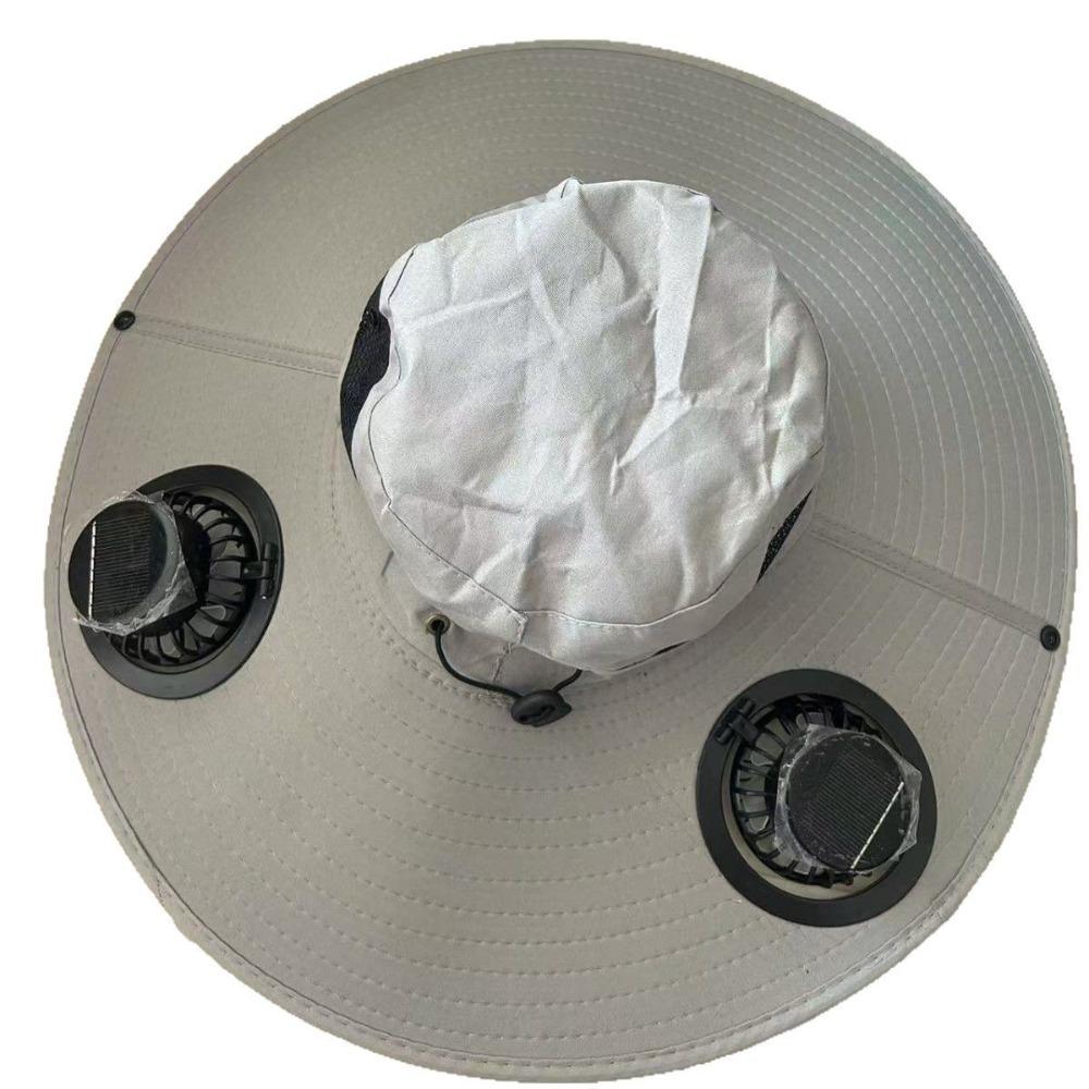 UV Protection Solar Fan Bucket Hat, Outdoor Fishing Sun Protection Cooling Fisherman Cap
