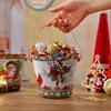 Large Christmas Wrought Iron Gift Bucket - Handheld Decoration for Candy & Chocolate Storage