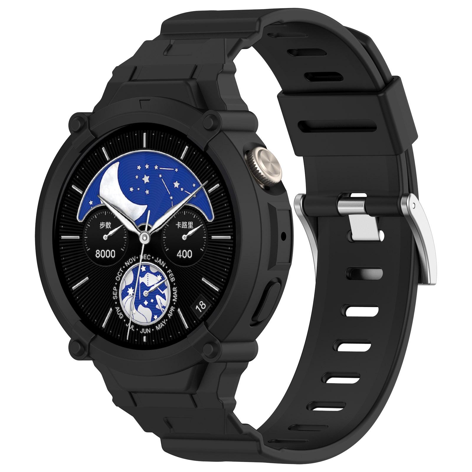 

For vivo Watch 5/Watch 3 Silicone Wrist Strap with Integrated Watch Case Black